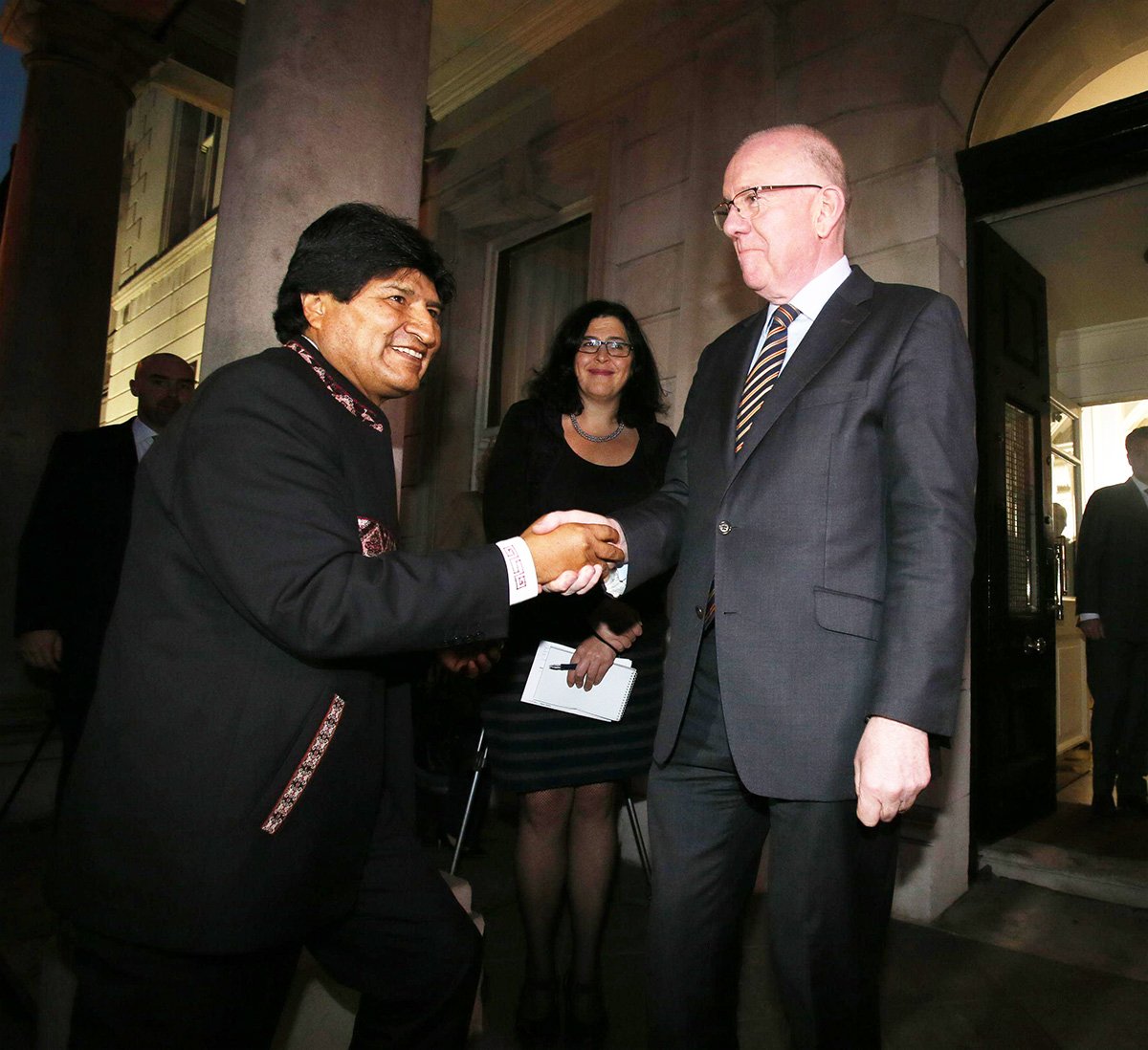 Azucena Bermudez con Evo Morales en su visita a Irlanda