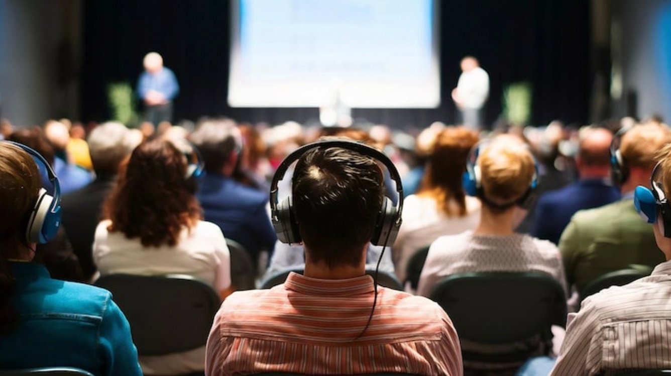 interpretacion simultanea público con auriculares