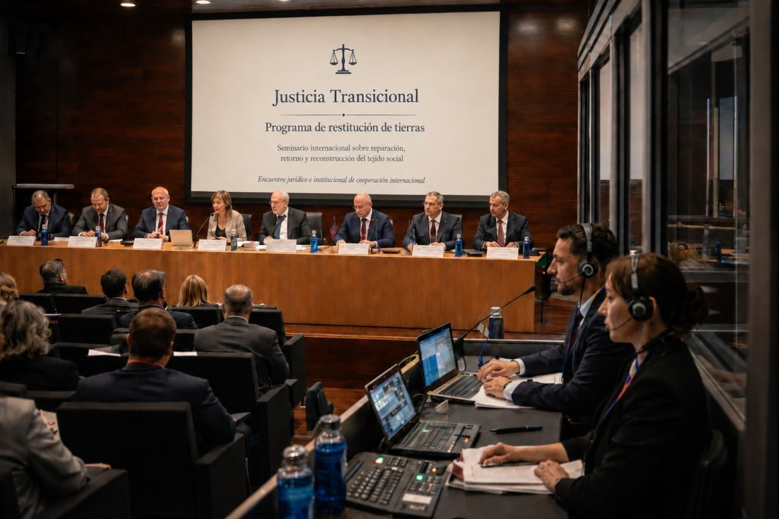 Interpretación de conferencias del sector jurídico Interpretación de conferencias en un seminario jurídico internacional sobre justicia transicional y restitución de tierras.